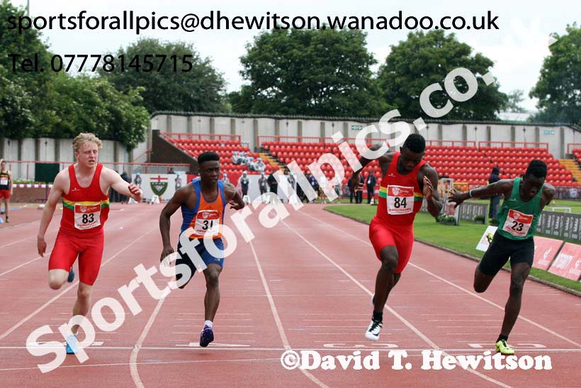 Inter boys 100 metres, English Schools Track and Field. Photo: David T. Hewitson/Sports for All Pics